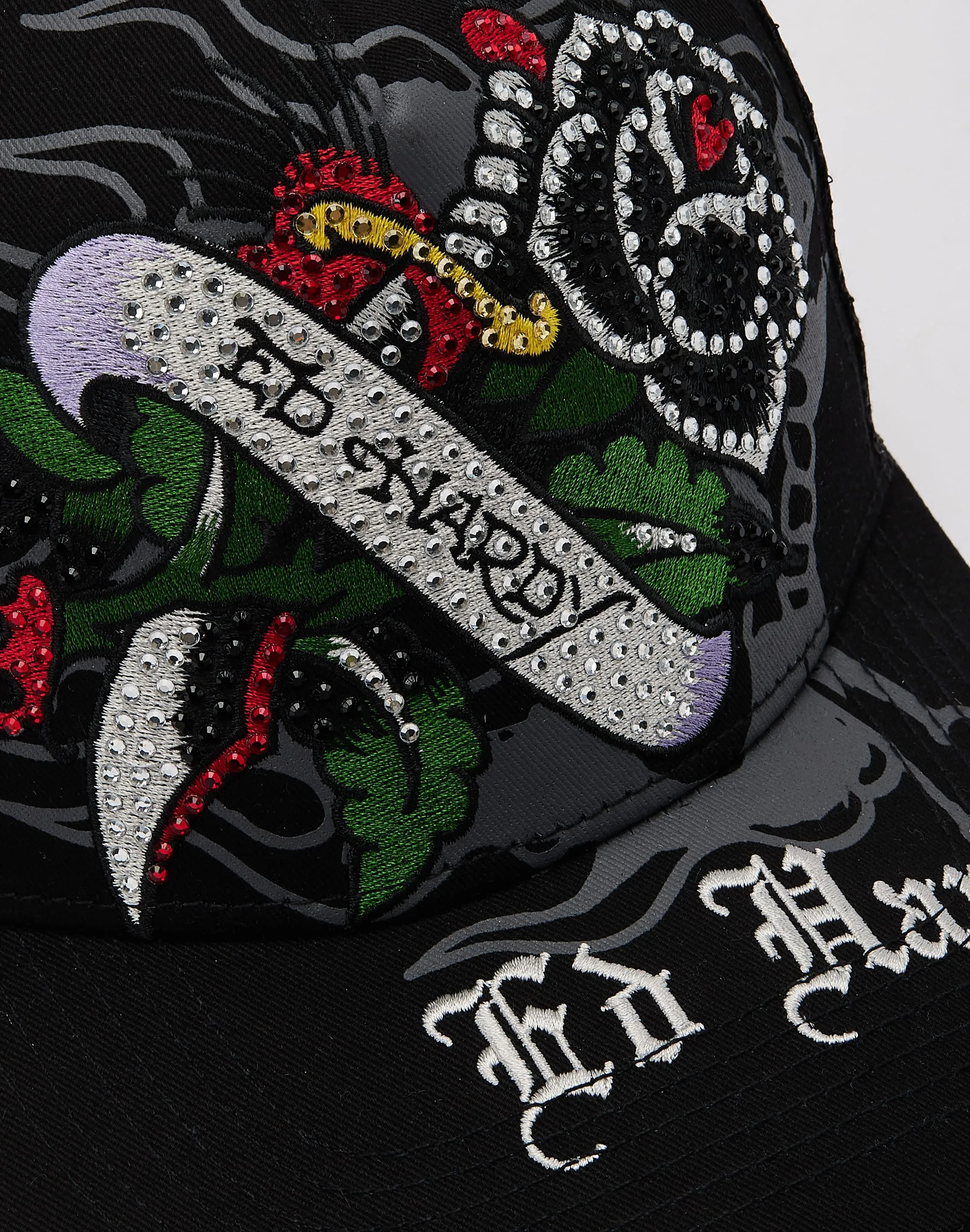 Ed Hardy Black Rose Rhinestone Trucker Hat