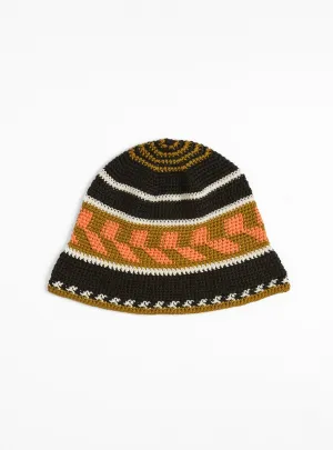 Fine Hand Knit Hat Brown Mix