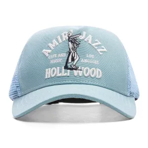Jazz Wolf Trucker Hat - Dusty Blue