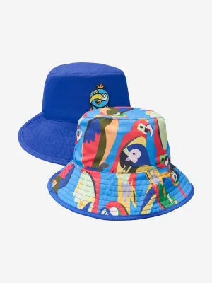 Kids Parrot Reversible Bucket Hat in Blue