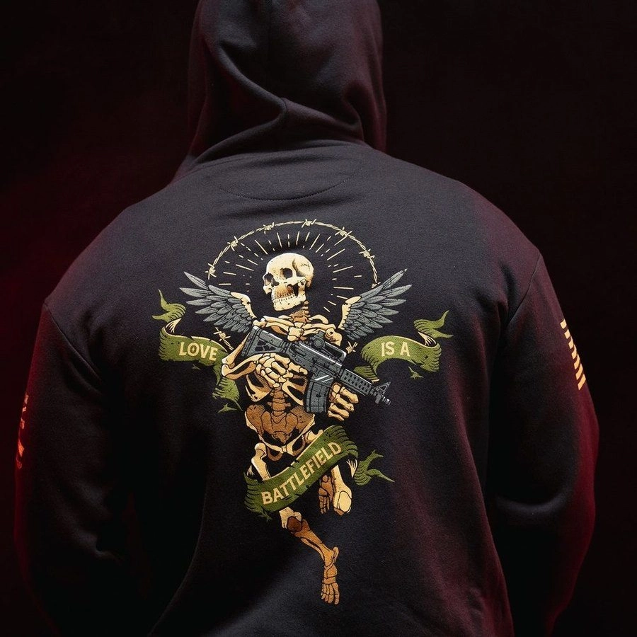 Love Is A Battlefield Full-Zip Hoodie - Black