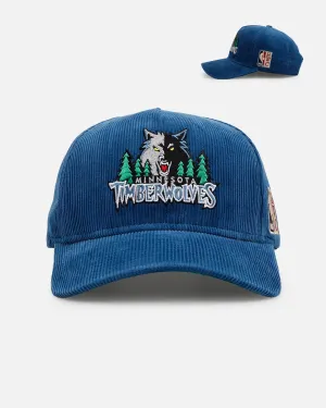 Mitchell & Ness Minnesota Timberwolves 'Vintage Cord' Pro Pinch Corduroy Snapback Blue