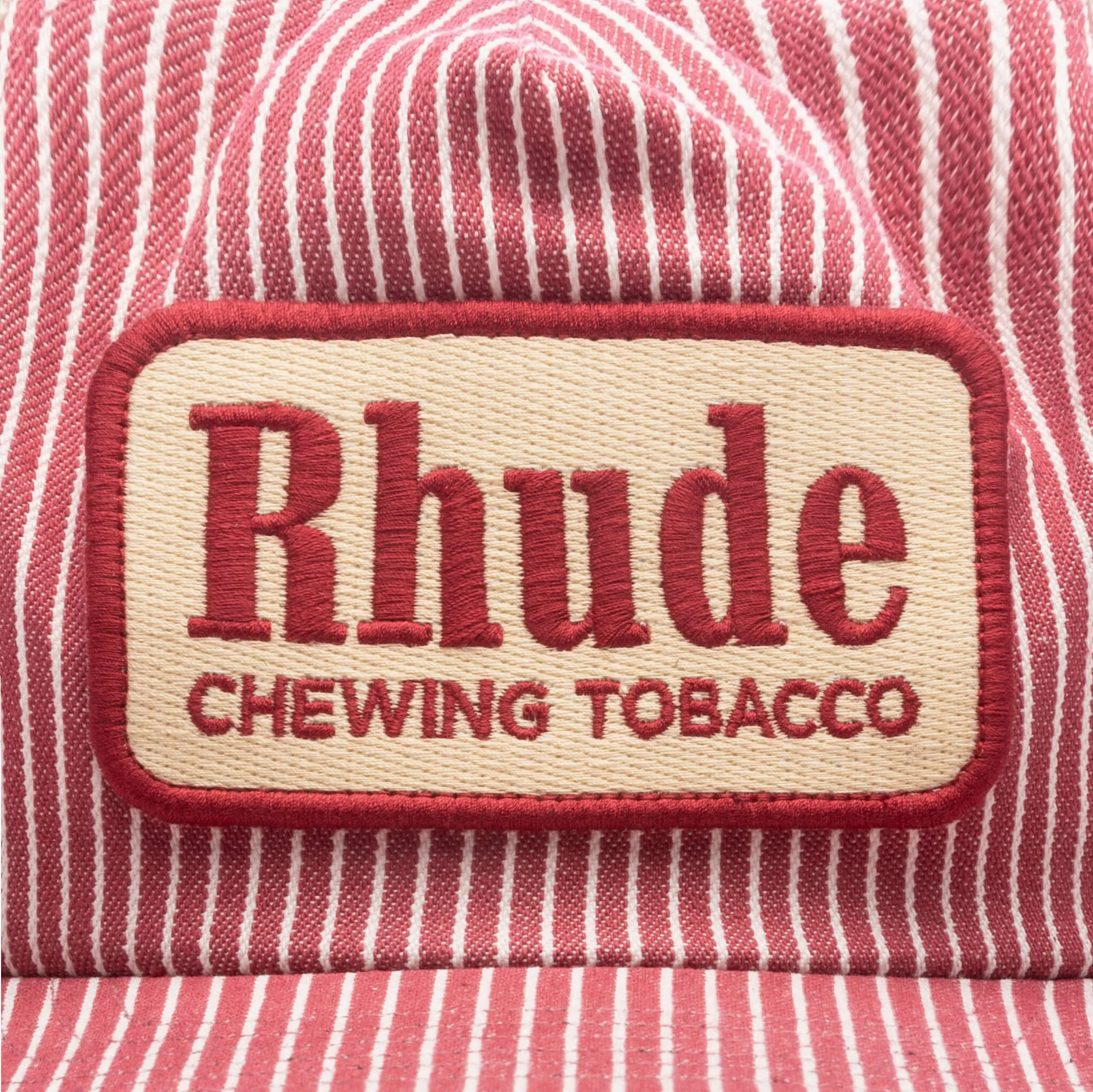 Red Striped Tobacco Trucker Hat - Red/Off White